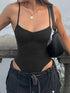 Sleeveless Skinny Shirring Spaghetti Strap Bodysuit for Women Vacation Camisole